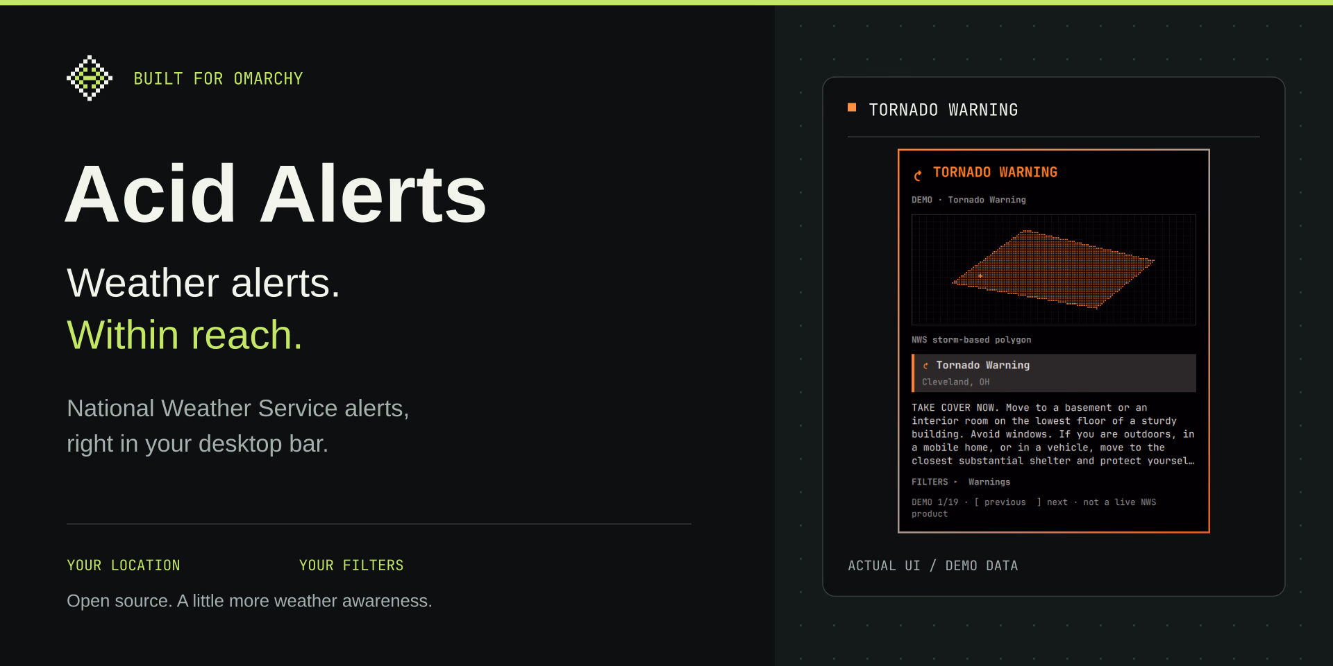 Acid Alerts: weather within reach on Omarchy
